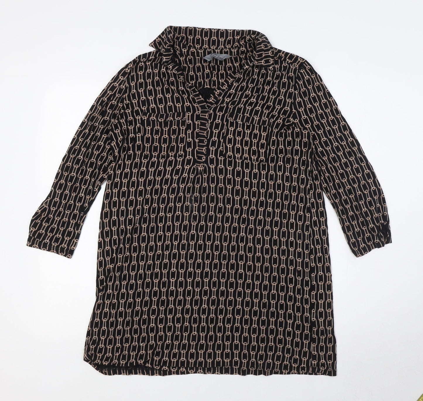 Principles Womens Black Polyester Tunic Blouse Size 14 V-Neck