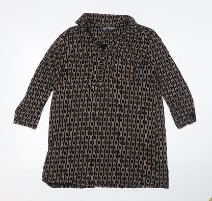 Additional front view of Principles women’s black polyester tunic blouse, size UK 14, v-neck