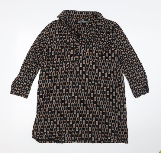 Principles Womens Black Polyester Tunic Blouse Size 14 V-Neck