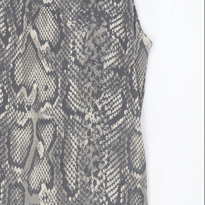 Zara Womens Multicoloured Animal Print Polyamide Basic Blouse Size M Scoop Neck