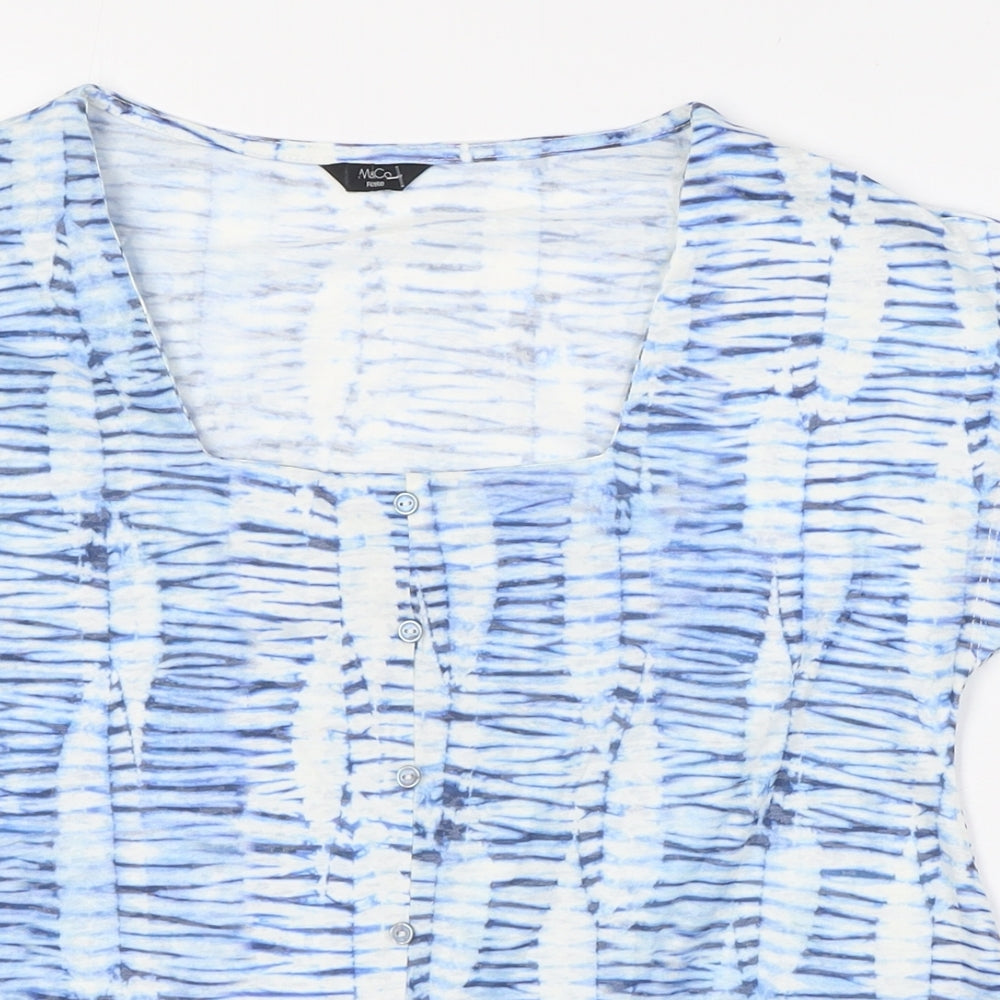 M&Co Womens Blue Polyester Basic Blouse Size 8 Square Neck - Pull Waist