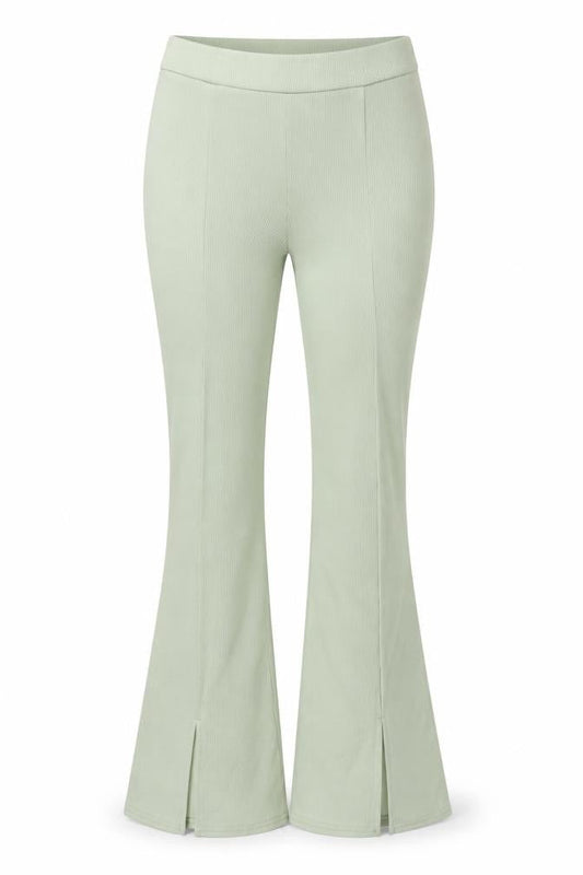 Boohoo Womens Green Polyester Trousers Size 12 L33 in Regular - Ribbed, High Waist
