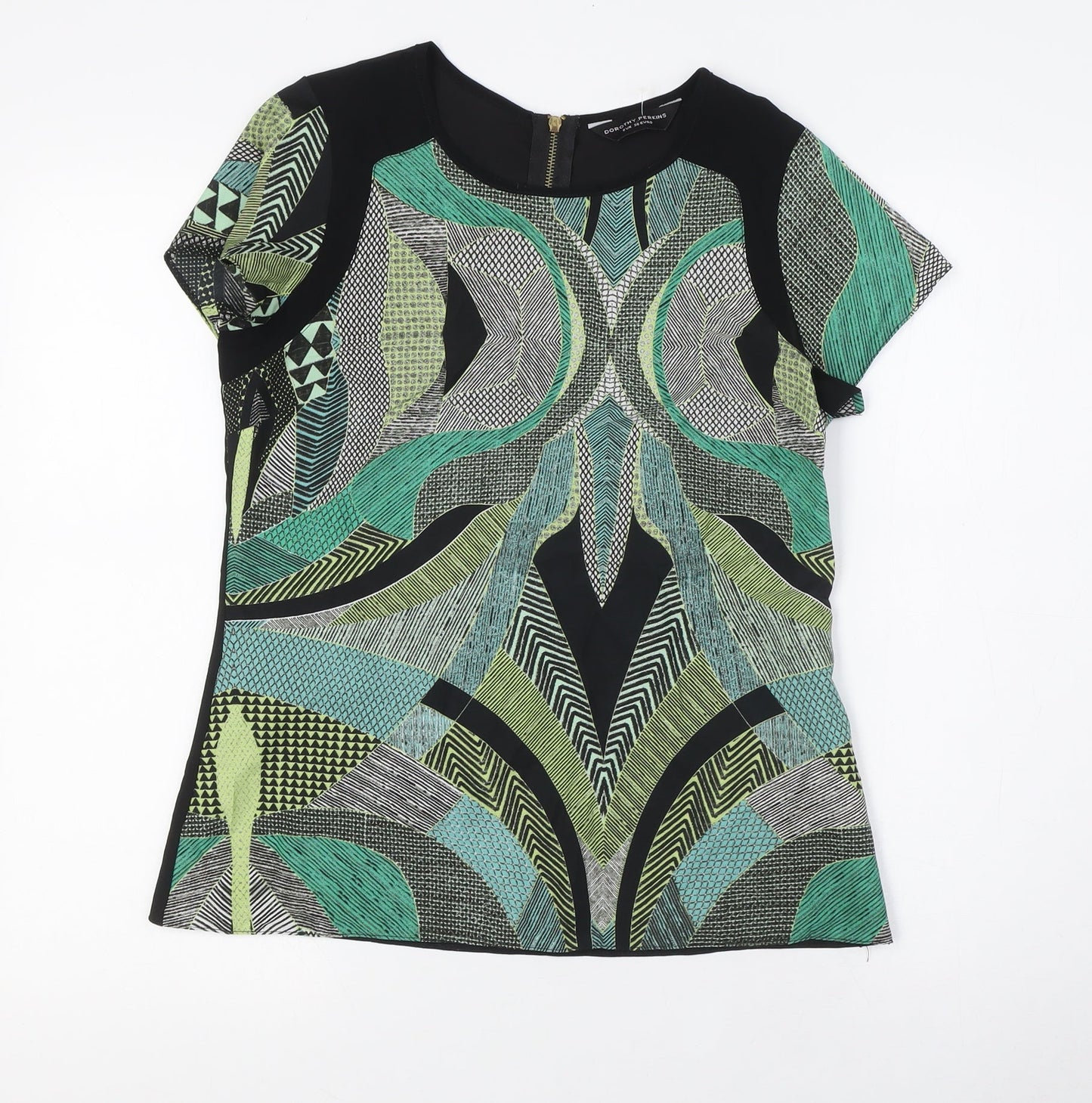 Dorothy Perkins Womens Multicoloured Polyester Basic Button-Up Size 8 Round Neck