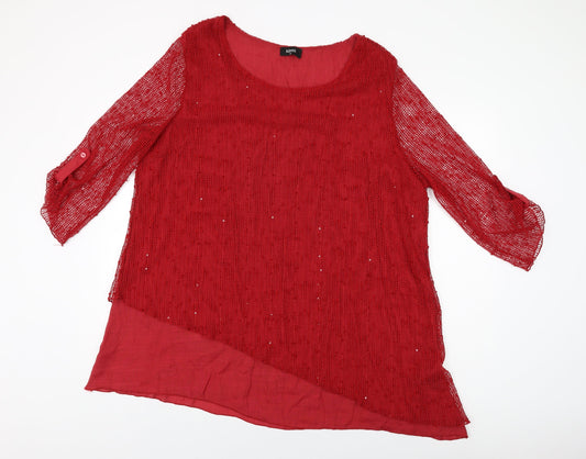 Klass Womens Red Viscose Basic T-Shirt Size 2XL Round Neck