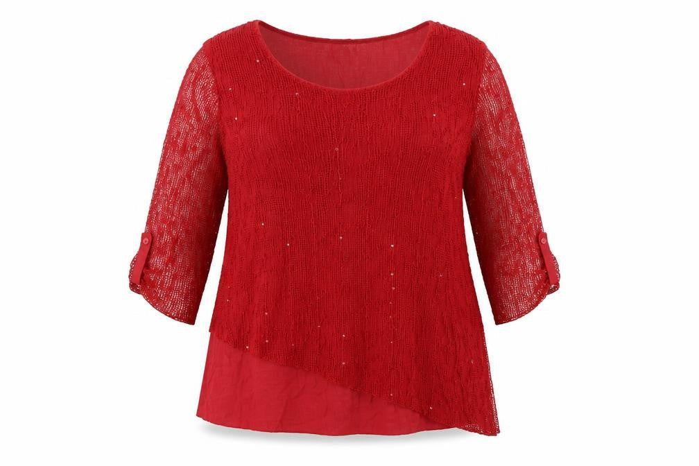 Klass Womens Red Viscose Basic T-Shirt Size 2XL Round Neck