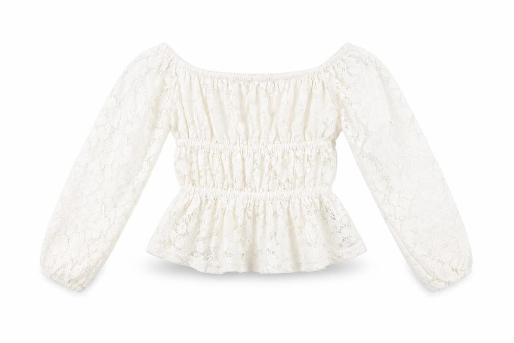 H&M Girls White Floral Cotton Basic T-Shirt Size 10-11 Years Off the Shoulder Pullover