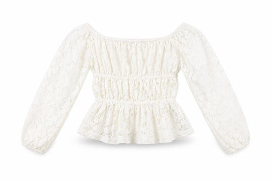 H&M Girls White Floral Cotton Basic T-Shirt Size 10-11 Years Off the Shoulder Pullover