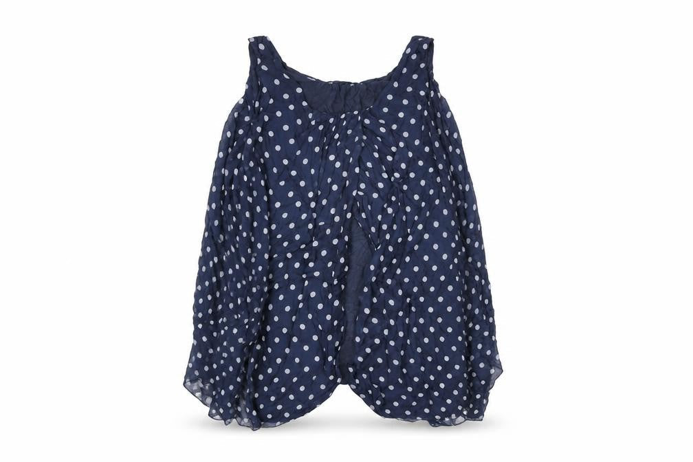 H Trend Womens Blue Polka Dot Viscose Basic T-Shirt Size S Round Neck