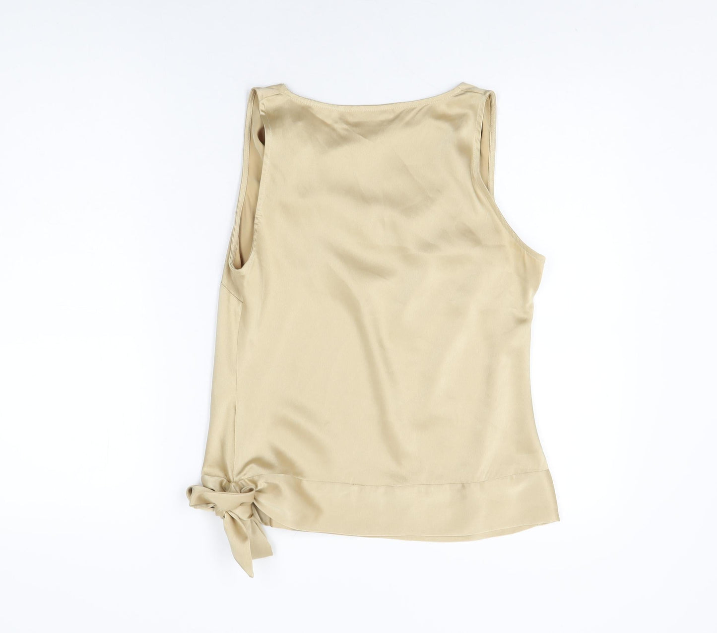 OFF Shoot Womens Gold Polyester Basic T-Shirt Size 12 Cowl Neck
