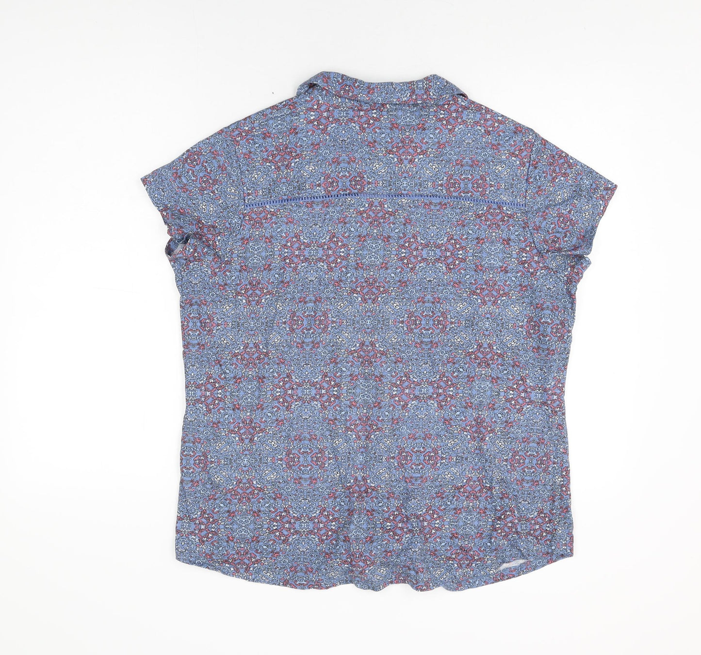 Isle Womens Blue Geometric Cotton Basic Button-Up Size 16 Collared