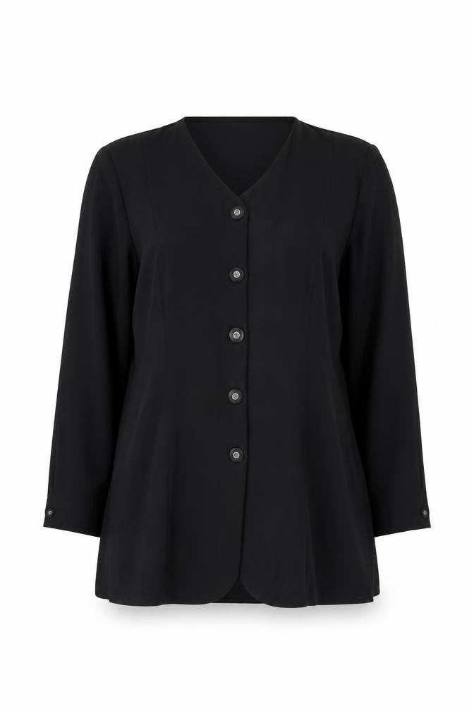 OPUS Womens Black Polyester Basic Button-Up Size 16 V-Neck