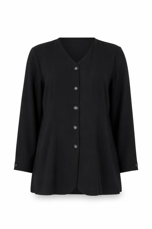 OPUS Womens Black Polyester Basic Button-Up Size 16 V-Neck