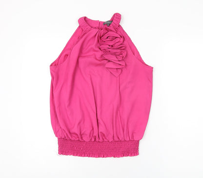 Et Vous Womens Pink Polyester Basic Blouse Size 10 Round Neck