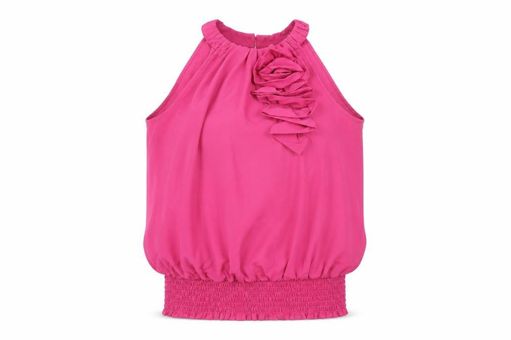 Et Vous Womens Pink Polyester Basic Blouse Size 10 Round Neck