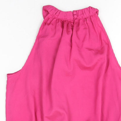 Et Vous Womens Pink Polyester Basic Blouse Size 10 Round Neck