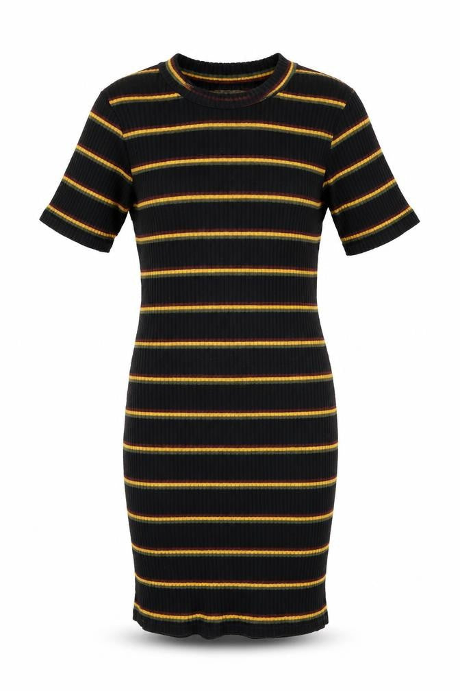 Zara Womens Black Striped Polyester Bodycon Size S Round Neck Pullover