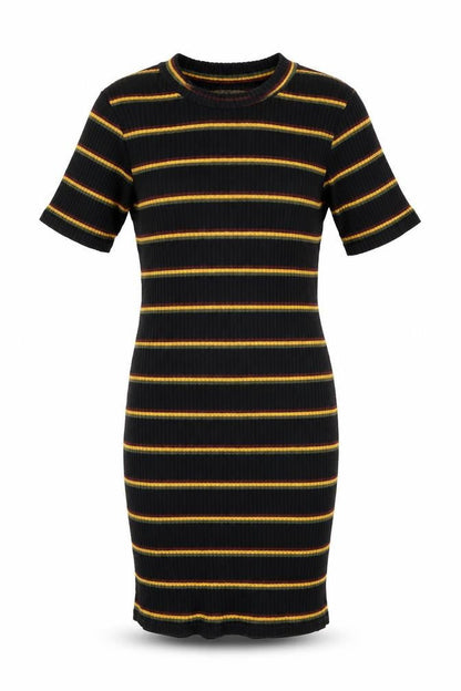 Zara Womens Black Striped Polyester Bodycon Size S Round Neck Pullover