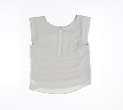 Hot Options Womens Grey Polyester Basic T-Shirt Size 10 Round Neck