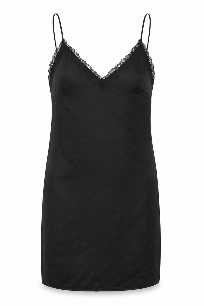 H&M Womens Black Polyester Slip Dress Size S V-Neck Pullover