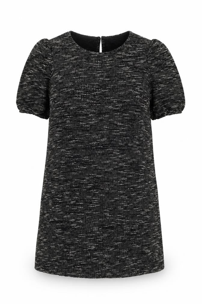 New Look Womens Black Geometric Viscose Shift Size 16 Round Neck Button
