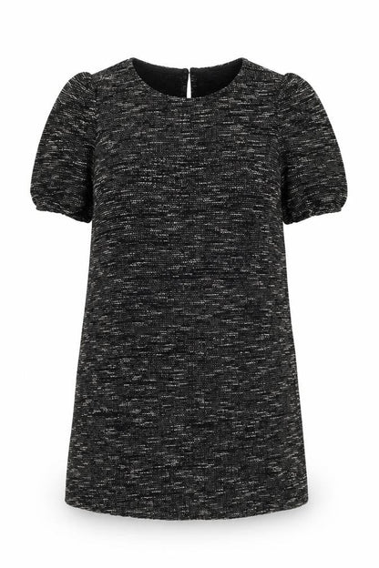 New Look Womens Black Geometric Viscose Shift Size 16 Round Neck Button