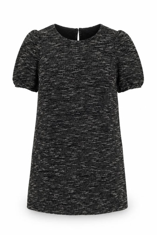 New Look Womens Black Geometric Viscose Shift Size 16 Round Neck Button