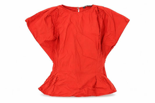 Zara Womens Red Cotton Basic T-Shirt Size S Round Neck