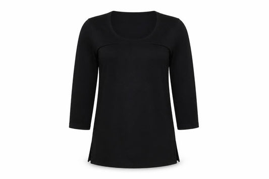 CINCIN Womens Black Polyester Basic T-Shirt Size S Round Neck