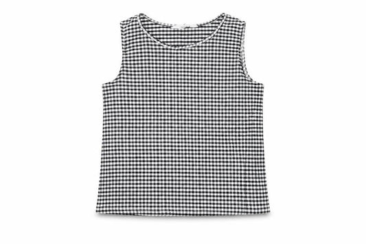 H&M Girls Black Gingham Polyester Basic T-Shirt Size 11-12 Years Round Neck Pullover