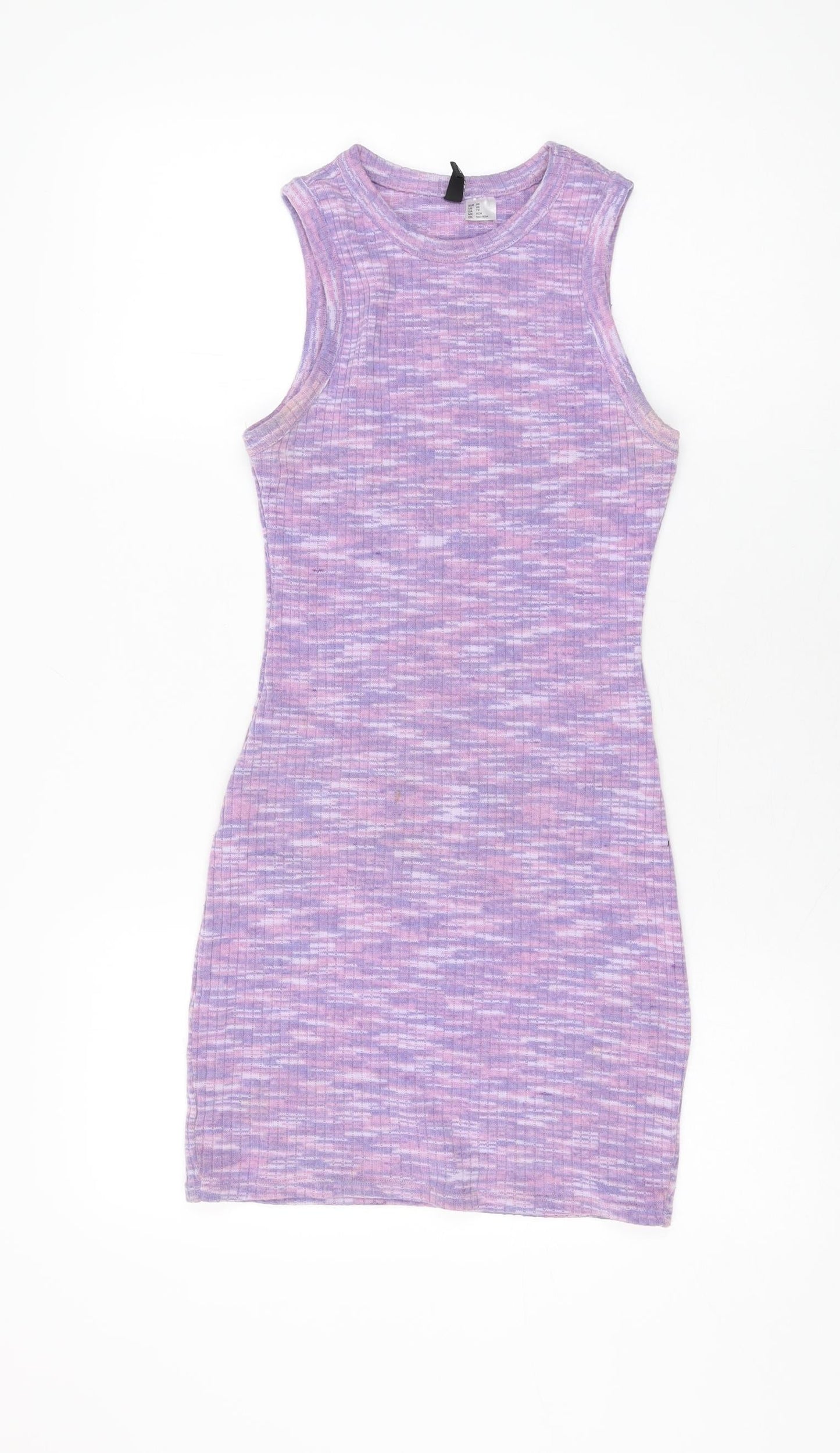H&M Womens Purple Geometric Polyester Bodycon Size XS Round Neck Pullover