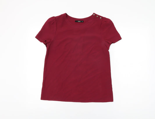 Oasis Womens Red Polyester Basic T-Shirt Size 8 Round Neck