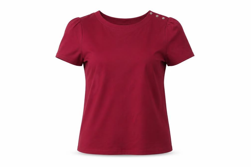 Oasis Womens Red Polyester Basic T-Shirt Size 8 Round Neck