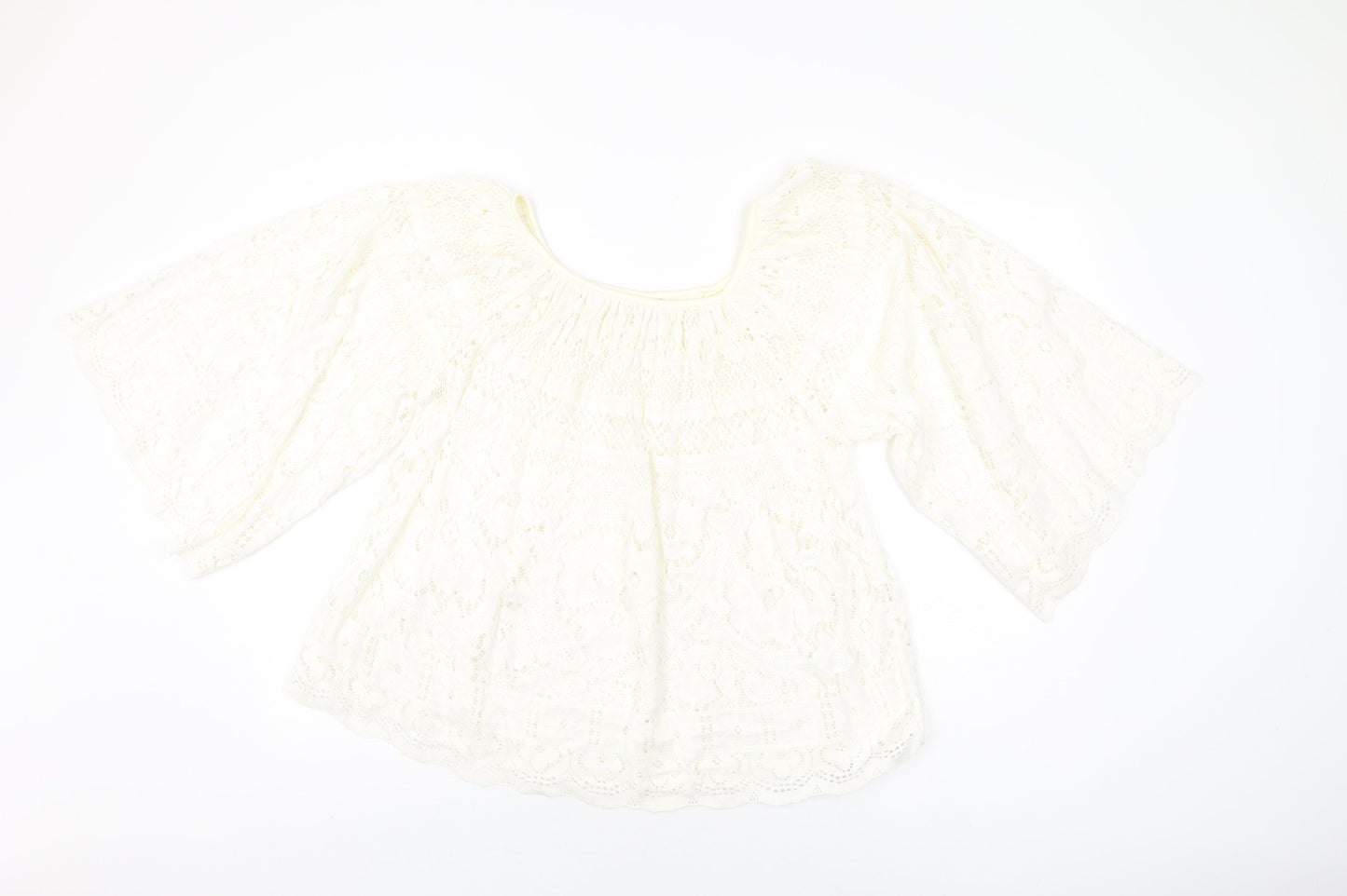 Slix Womens Ivory Cotton Basic T-Shirt Size M Round Neck