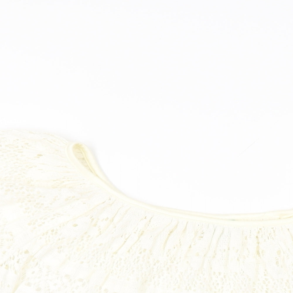 Slix Womens Ivory Cotton Basic T-Shirt Size M Round Neck