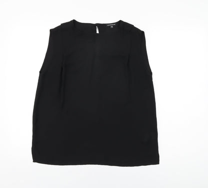 Warehouse Womens Black Polyester Basic T-Shirt Size 12 Round Neck