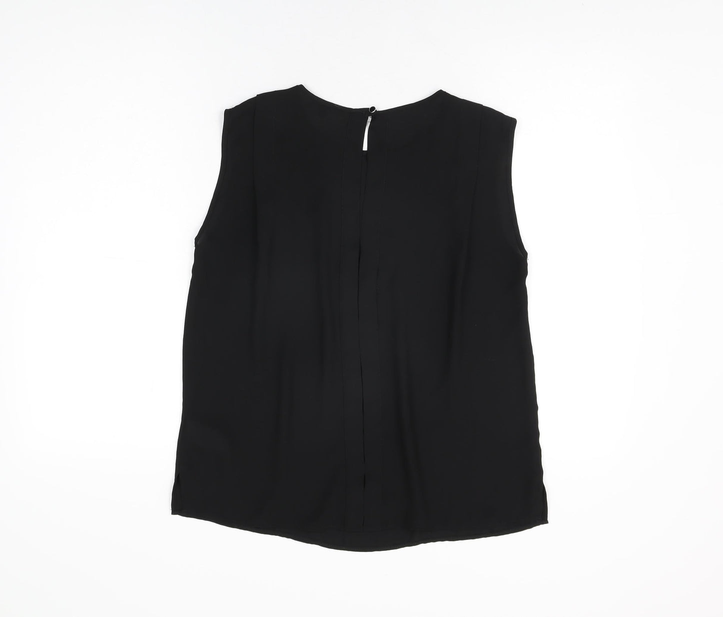 Warehouse Womens Black Polyester Basic T-Shirt Size 12 Round Neck