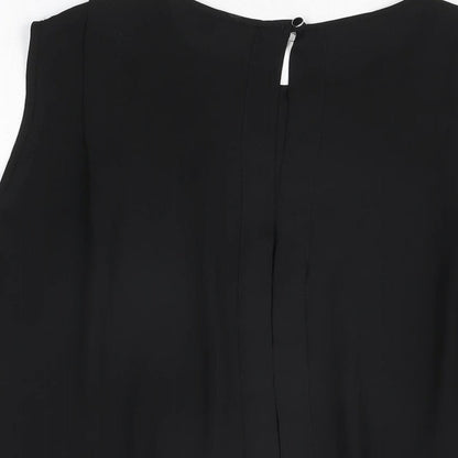 Warehouse Womens Black Polyester Basic T-Shirt Size 12 Round Neck