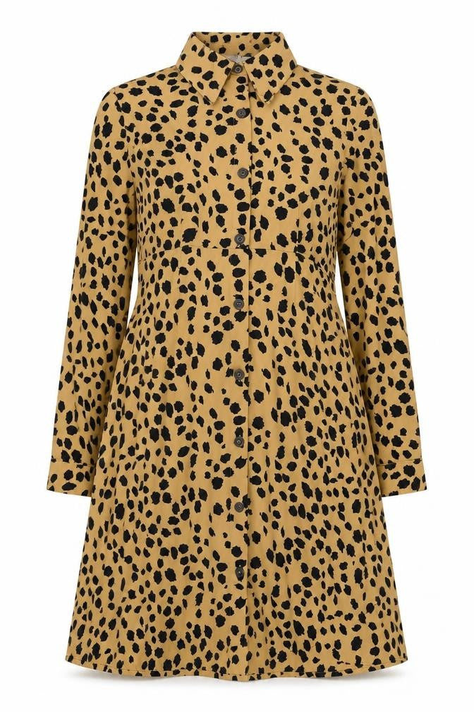 Wednesday's Girl Womens Brown Geometric Polyester Shirt Dress Size S Collared Button