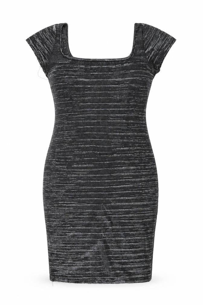 Cinnamon Womens Grey Acetate Bodycon Size M Square Neck Pullover