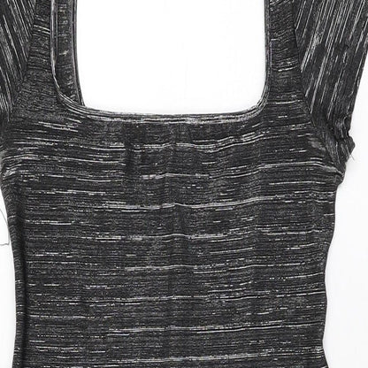 Cinnamon Womens Grey Acetate Bodycon Size M Square Neck Pullover