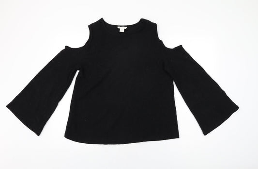 H&M Womens Black Polyester Basic T-Shirt Size M Round Neck