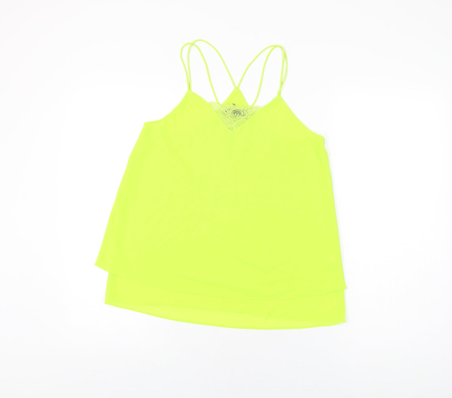 New Look Womens Green Polyester Camisole T-Shirt Size 10 V-Neck