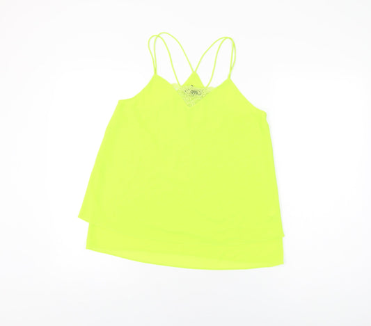 New Look Womens Green Polyester Camisole T-Shirt Size 10 V-Neck