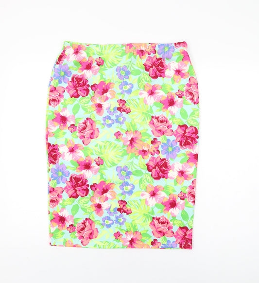 Select Womens Blue Floral Polyester Straight & Pencil Skirt Size 16