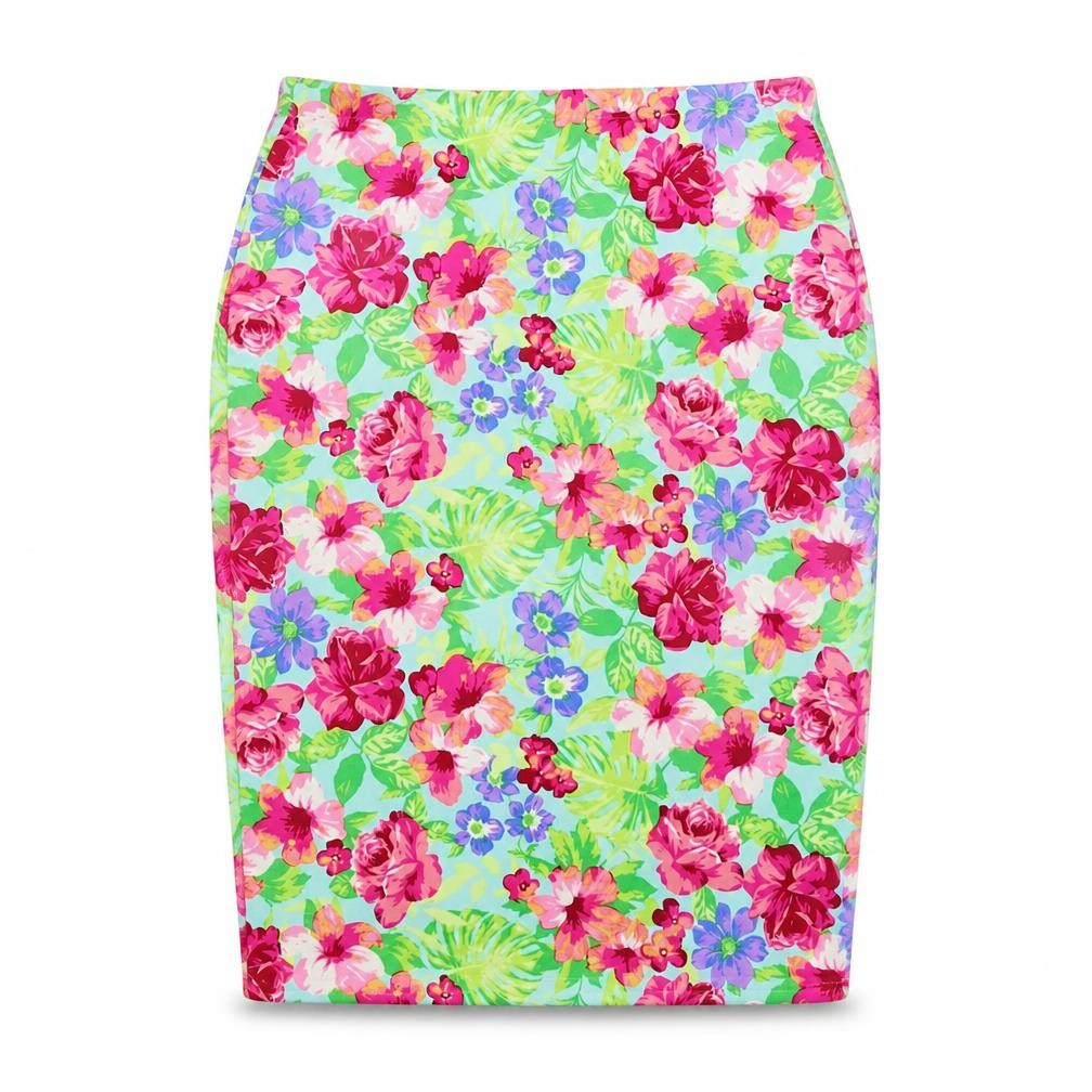 Select Womens Blue Floral Polyester Straight & Pencil Skirt Size 16