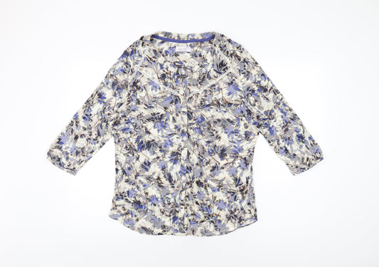 Per Una Womens Multicoloured Floral Cotton Basic Button-Up Size 16 V-Neck