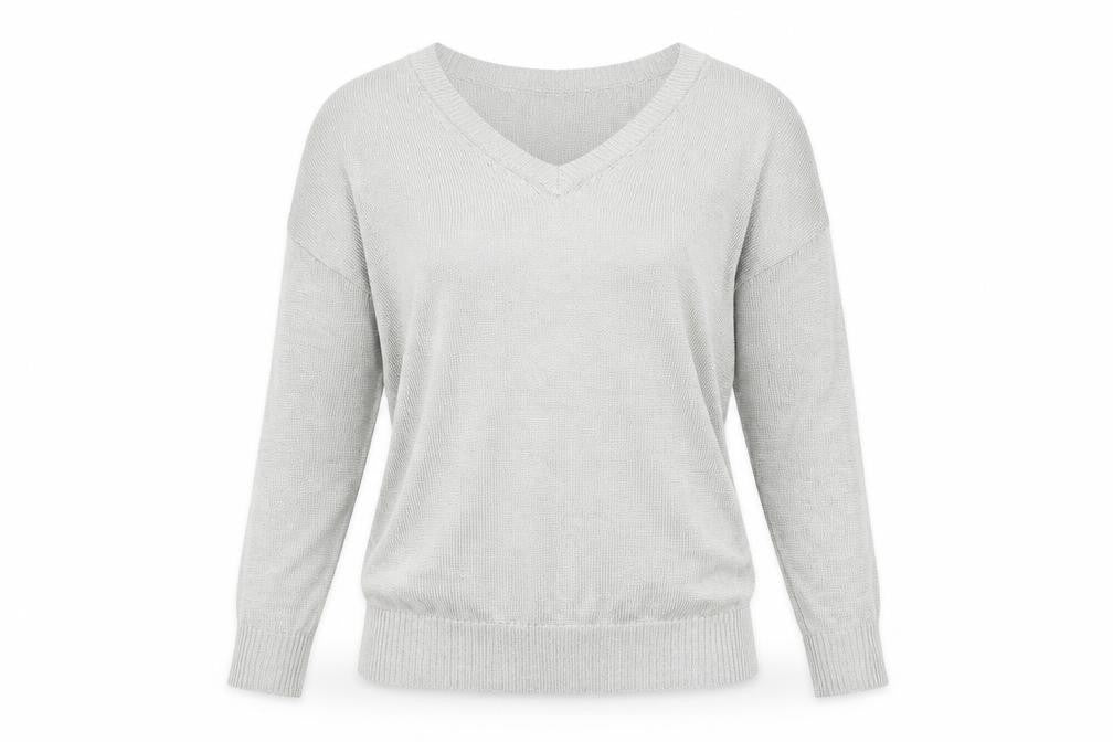 Topshop Womens Silver Viscose Basic T-Shirt Size 6 V-Neck