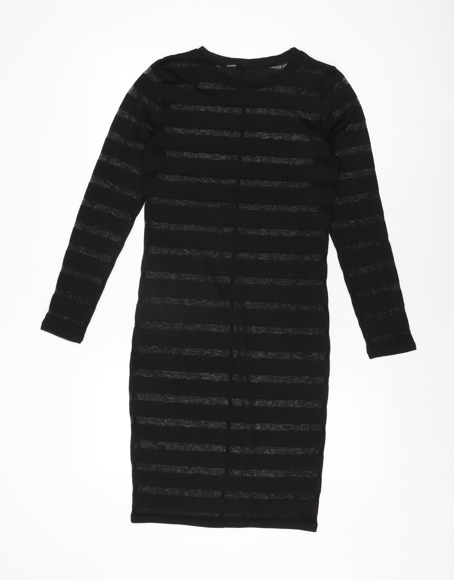 H&M Womens Black Viscose Bodycon Size S Round Neck Pullover