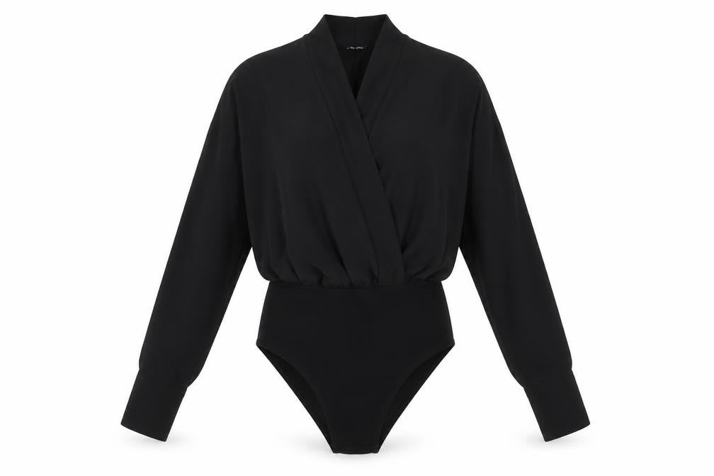 Topshop Womens Black Polyester Bodysuit One-Piece Size 6 Snap