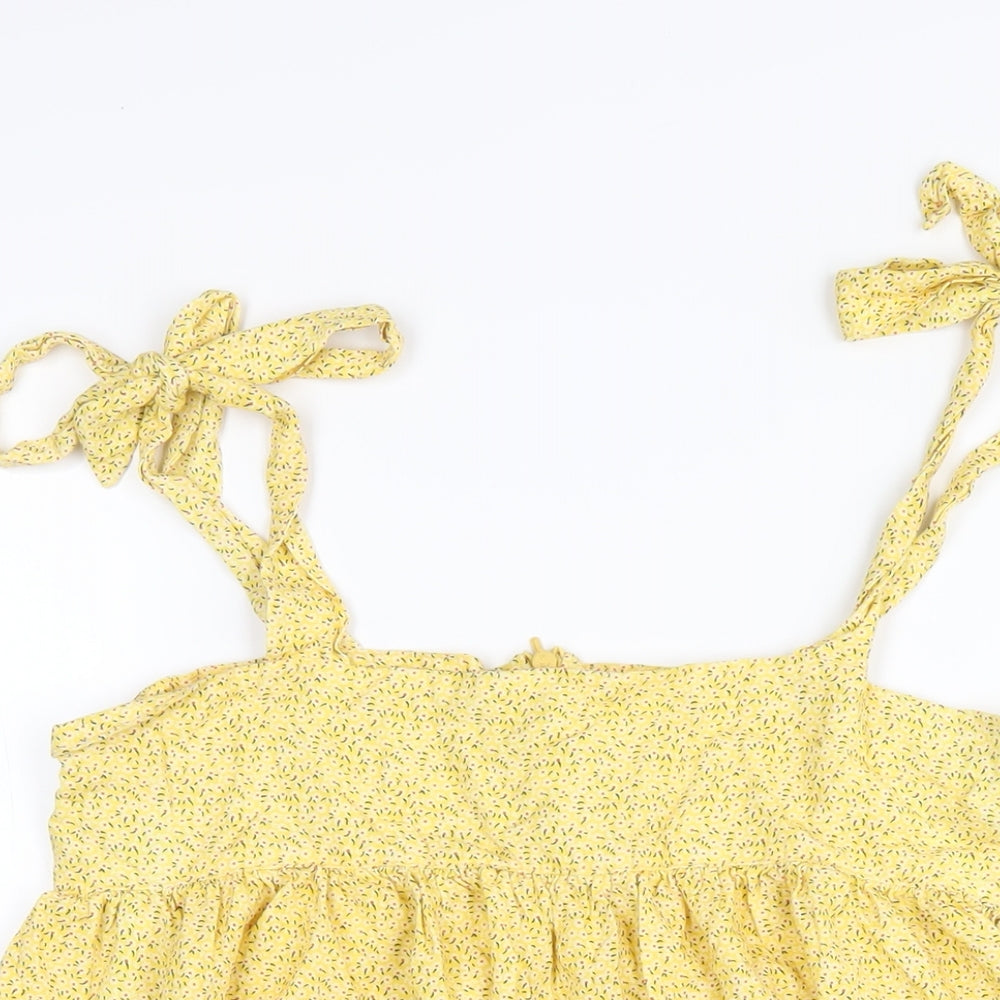 Urban renewal Womens Yellow Floral Viscose A-Line Size M Square Neck Zip
